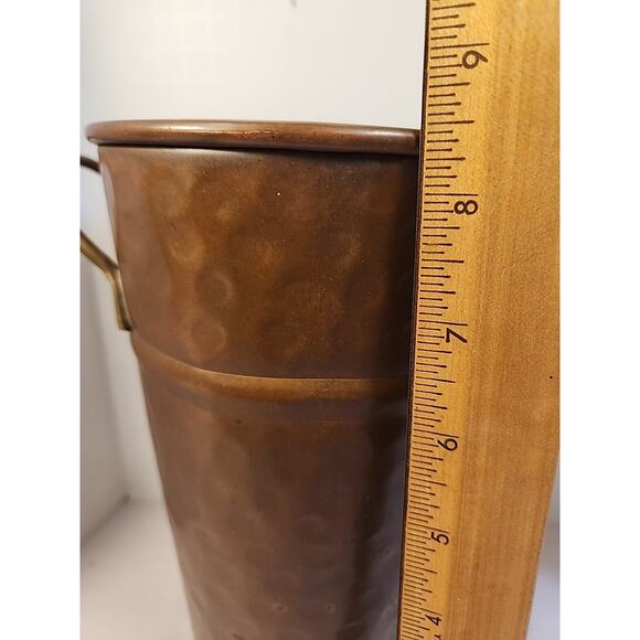 VINTAGE Hammered Copper Pot, Vase 2 Handles , Handcrafted 8.5”t 5”d VTG India - Picture 4 of 8